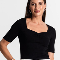 Blusa Feminina Manga Curta - Preto