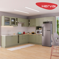 Cozinha Modulada de Canto Completa 12 Peças com 4 Tampos Herval Liz, Verde