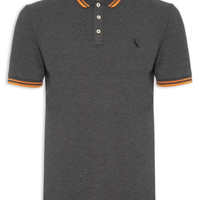 Polo Masculina Friso Rajado - Preto