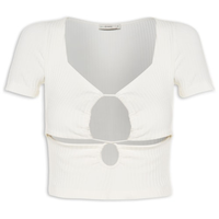 Blusa Feminina Canelada Frente Franzida - Off White