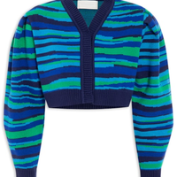 Cardigan Feminino Tricot Jacquard Horizonte - Azul