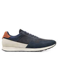 Tênis Masculino Casual Recortes Em Camurça - Azul