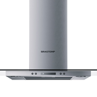 Coifa Vidro Plano Parede Brastemp 90cm Inox - Bap90ar 110V