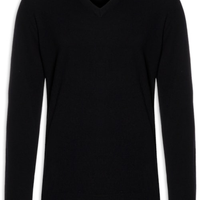 Suéter Masculino Gola V Puro Cashmere - Preto