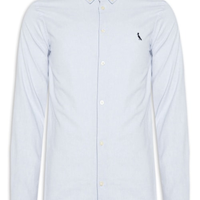 Camisa Casual Masculina Manga Longa Sport Oxford - Azul