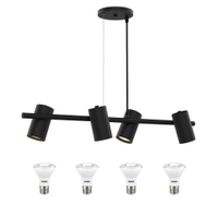 Luminária Pendente Taschibra Focus Preto e 4 Lâmpadas LED 6W, Branco Quente 2700K