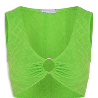 Top Cropped Malha Tricot Aviamento Metal - Verde