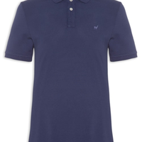 Polo Masculina Lhama Malha Piquet - Azul