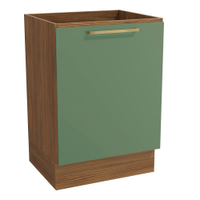 Balcão de Cozinha Kappesberg 1 Porta Botanic, Nogueira e Verde Oliva 60 cm