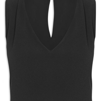 Regata Feminina Cropped Com Barra Assimétrica - Preto