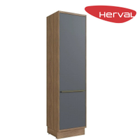 Paneleiro Duplo MDF Herval Uno, Grafite e Louro Freijó 60 cm
