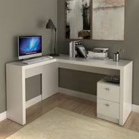 Escrivaninha de Canto 2 Gavetas, Tecno Mobili, Branco, 135,8 cm