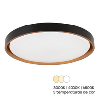 Painel Plafon LED de Sobrepor Modaza Redondo Olimpo, 3 Temperaturas, Preto