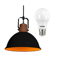Luminária Pendente Modaza Ditta Preto e Marrom com Lâmpada Taschibra 12W, 3000K