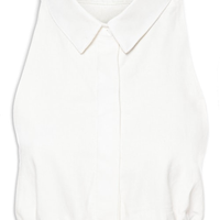 Blusa Feminina Linho Pregas Barra - Branco