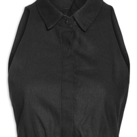 Blusa Feminina Linho Pregas Barra - Preto
