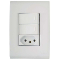 Conjunto Tramontina Liz,2 Interruptores Simples 10A + 1 Tomada 2P+T 10A, Branco