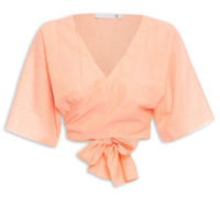 Blusa Feminina Cropped Com Amarração - Laranja