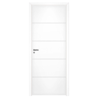 Kit Porta de Madeira Pinhal 10 a 15 cm, Abertura à Esquerda, Branca, 210 x 65 cm