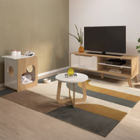 Sala de Estar Completa Artely, Rack, Mesa de Centro e Mesa de Apoio, Carvalho/Off White