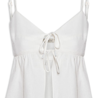 Blusa Feminina Linho Amarração Frente - Branco