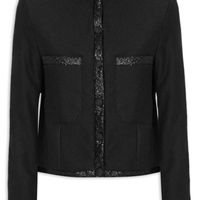 Casaco Feminino Mix Tecidos Texturizados - Preto
