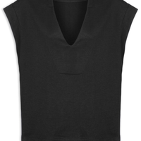 Colete Feminino Moletom Decote V - Preto