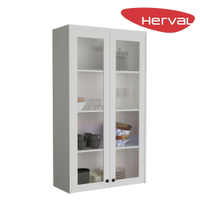 Armário Aéreo de Cozinha 2 Portas de Vidro Herval Liz, Branco 80 cm