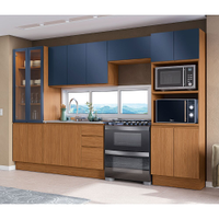 Cozinha Modulada Completa 5 Peças, Kappesberg Ciela, Canela/Azul