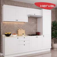 Cozinha Modulada Completa 5 Peças com Tampo Herval Liz, Branco 260 cm