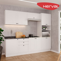 Cozinha Modulada Completa 5 Peças com Tampo e Torre-Quente Herval Liz, Branco 270 cm