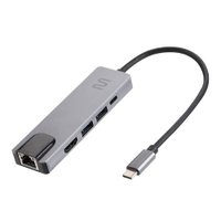 Hub USB Tipo C Multi AC447 5 em 1 HDMI 4K RJ45 100Mbps USB 3.0/2.0