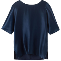 Blusa Manga Curta Em Seda e Modal - Azul
