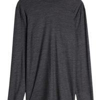 Camiseta De Manga Comprida Em Lã Merino Gola Alta - Cinza Escuro