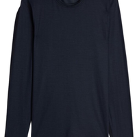 Camiseta Manga Comprida Lã Merino Decote Redondo - Azul