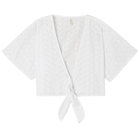 Blusa Cropped Bordado Inglês Hello Sunshine - Branco