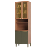 Torre-Quente para Cozinha 4 Portas com Vidro Telasul Sálvia, Freijó e Verde 70 cm