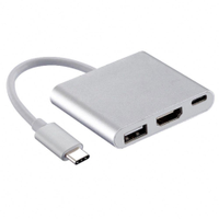 Adaptador USB-C x HDMI + USB 3.0 + C Fêmea MD9 Branco - 7750