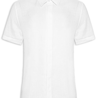 Camisa Masculina Linho Manga Curta - Off White