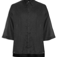 Camisa Masculina Linho Ampla Cava - Preto