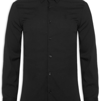Camisa Masculina Tricoline Elastano - Preto