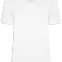 Camiseta Masculina Básica Gola V - Branco