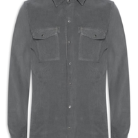 Camisa Manga Longa Veludo 2 Bolsos Tinturada - Cinza