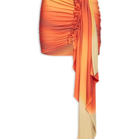 Saia Drapeada Estampado - Laranja