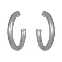 Brinco Feminino Meia Argola G Peão Metal - Prata