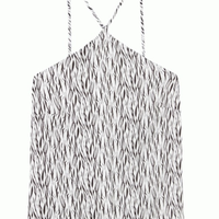 Blusa Regata Em Cetim De Viscose Go Animalier - Preto