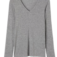 Blusa Manga Comprida Em Cashmere Com Decote Em v - Cinza