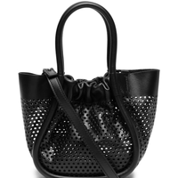 Bolsa Feminina Extra Small Ruched Tote In Perforated Leather - Preto