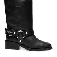 Bota Feminina Biker Tubular Mid Shaft - Preto