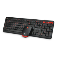 Kit Teclado e Mouse C3Tech Wireless 1200 DPI Preto/Vermelho - K-W100BK